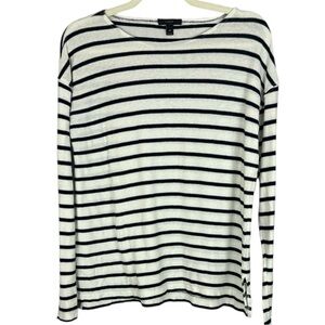 J. Crew 100% Cotton Nautical Black and White Striped XS Top